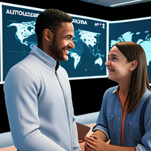 Home 4 **
A futuristic classroom scene. An AI tutor avatar is interacting with a student via a holographic display. The student is smiling and engaged. Background shows personalized learning interfaces and data visualizations. Emphasize personalized learning, AI, and technology in education in the Portuguese context.
**